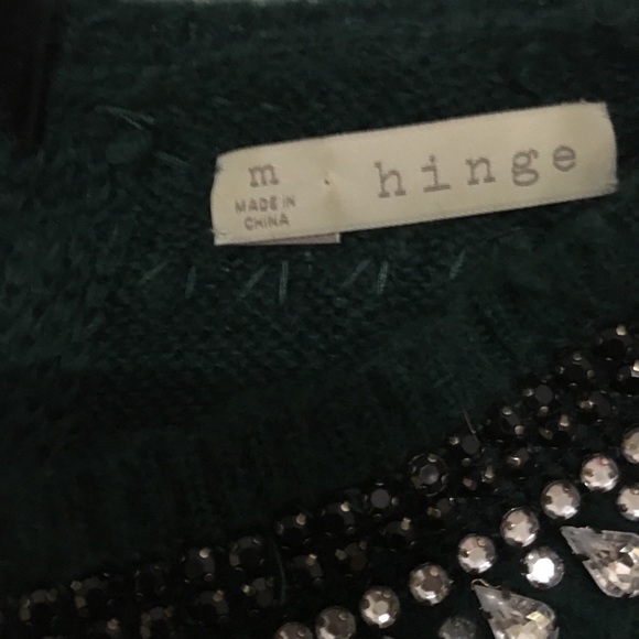 Hinge Oversize Green Jeweled Sweater - Picture 2 of 8